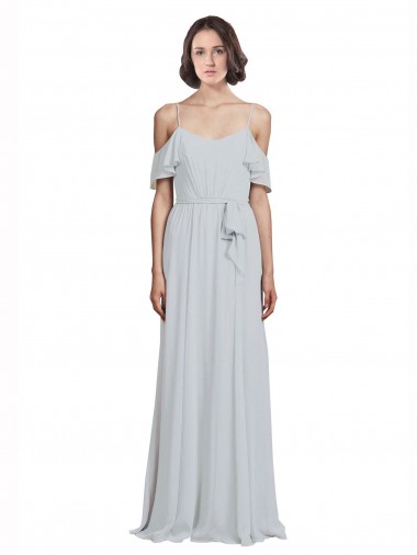 Sleeveless Frost Off the Shoulder Soft Chiffon A-Line Formal Dress / Bridesmaid Dress Brighton