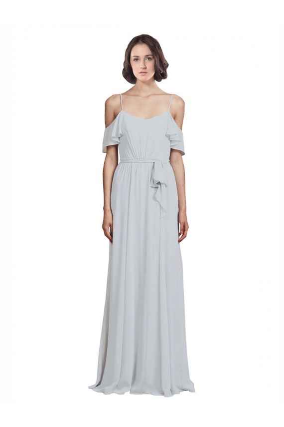 Sleeveless Frost Off the Shoulder Soft Chiffon A-Line Formal Dress / Bridesmaid Dress Brighton