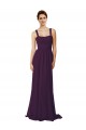 Sleeveless Grape Spaghetti Straps Soft Chiffon A-Line Bridesmaid Dress Brighton