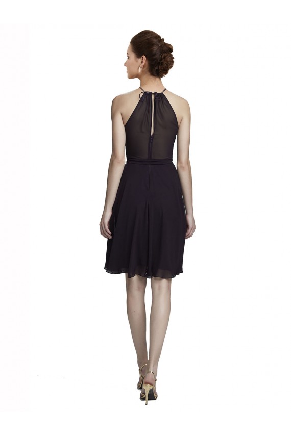 Sleeveless Grape Halter Neck Soft Chiffon A-Line Bridesmaid Dress Brighton