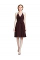 Sleeveless Burgundy Gold Spaghetti Straps Soft Chiffon A-Line Bridesmaid Dress Brighton