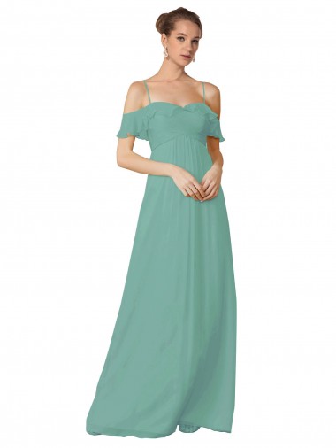 Flutter Sleeves Seaside Off the Shoulder Soft Chiffon A-Line Bridesmaid Dress Brighton