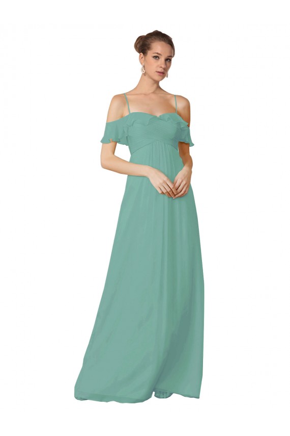 Flutter Sleeves Seaside Off the Shoulder Soft Chiffon A-Line Bridesmaid Dress Brighton