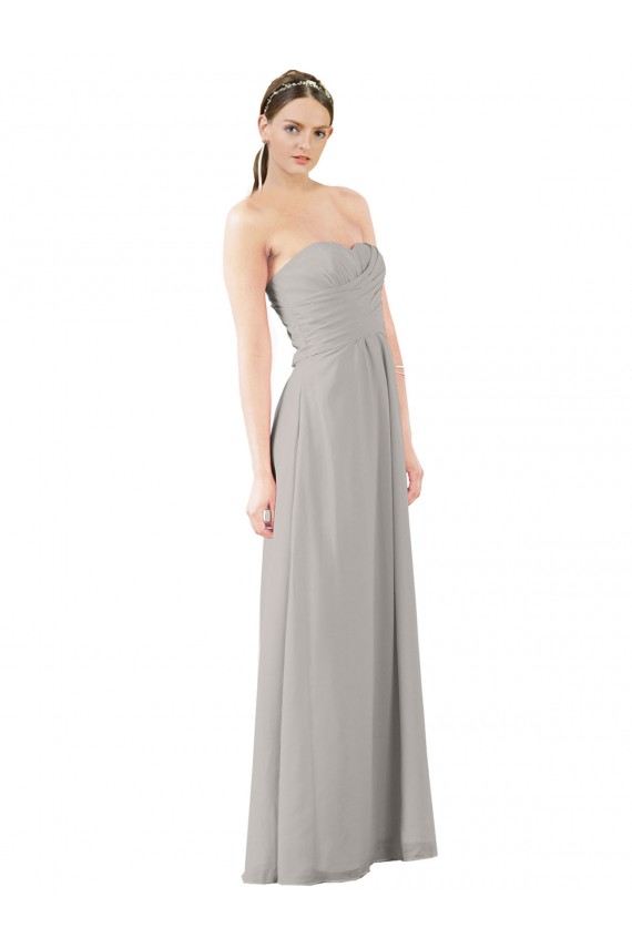 Sleeveless Oyster Silver Sweetheart Soft Chiffon A-Line Bridesmaid Dress Brighton