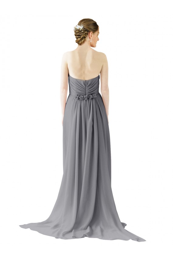 Sleeveless Slate Grey Sweetheart Open Back Chiffon A-Line Bridesmaid Dress / Evening Dress Brighton