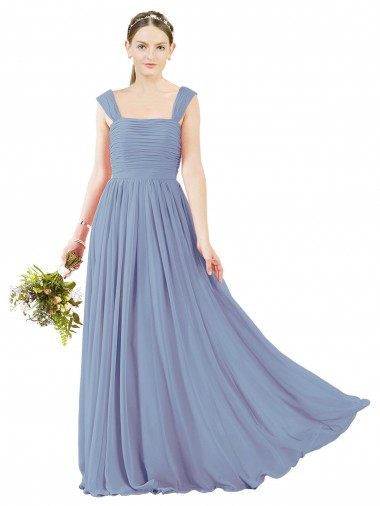 Sleeveless Square Neck Open Back Soft Chiffon A-Line Bridesmaid Dress Brighton
