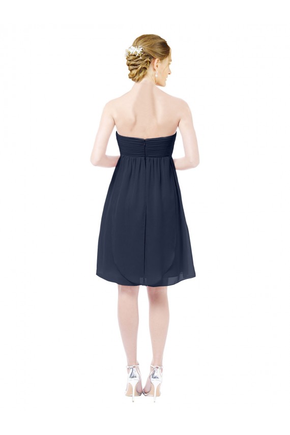 Sleeveless Dark Navy Sweetheart Open Back Soft Chiffon A-Line Bridesmaid Dress Brighton