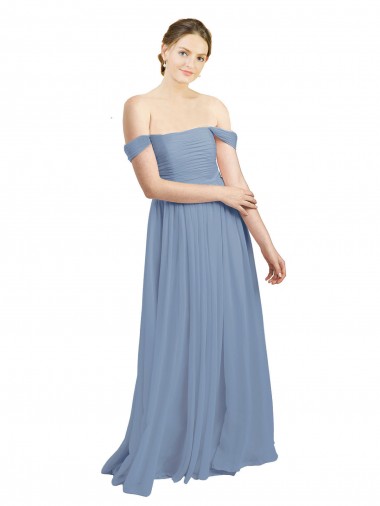 Sleeveless Off the Shoulder Open Back Soft Chiffon A-Line Formal Dress / Bridesmaid Dress Brighton