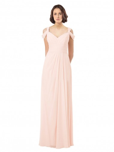 Sleeveless Off the Shoulder Keyhole Back Chiffon A-Line Bridesmaid Dress / Evening Dress Brighton