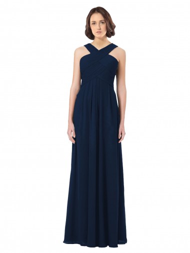 Sleeveless Off the Shoulder Open Back Chiffon A-Line Bridesmaid Dress Brighton