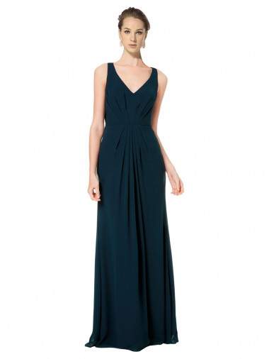 Sleeveless Midnight Green V-Neck Soft Chiffon A-Line Bridesmaid Dress Brighton