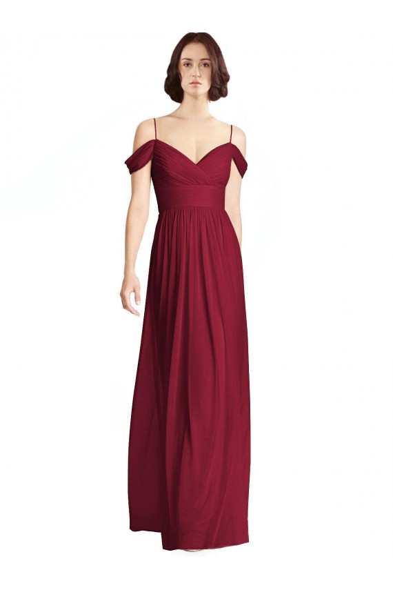 Sleeveless Off the Shoulder Soft Chiffon A-Line Bridesmaid Dresses Brighton