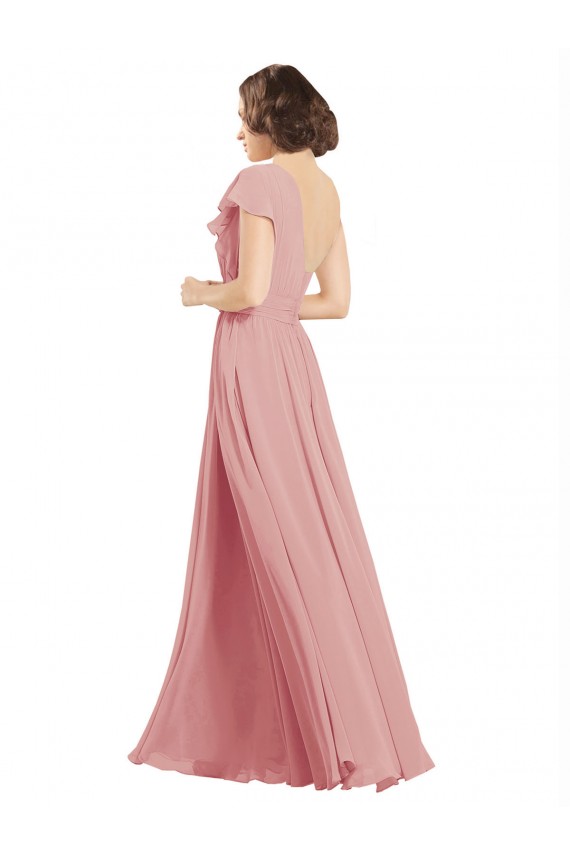 Sleeveless Bliss Pink One Shoulder Chiffon A-Line Bridesmaid Dress / Evening Dress Brighton