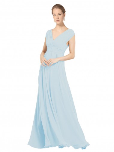 Sleeveless Sea Glass V-Neck Soft Chiffon A-Line Bridesmaid Dress Brighton