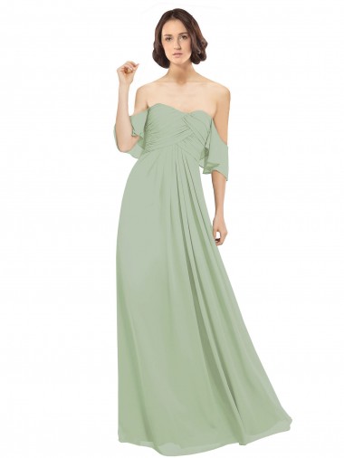 Cold Shoulder Off the Shoulder Soft Chiffon A-Line Bridesmaid Dress Brighton