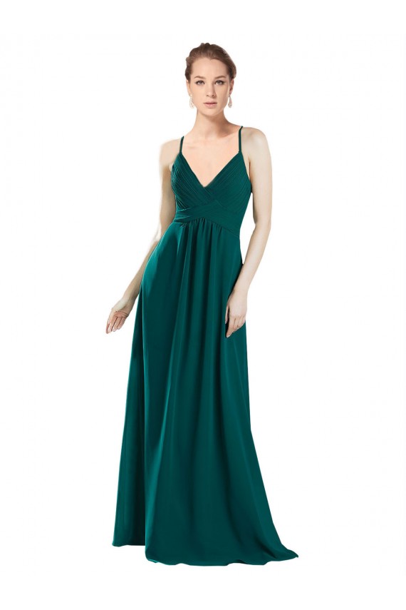 Sleeveless V-Neck Keyhole Back Chiffon A-Line Bridesmaid Dress / Evening Dress Brighton