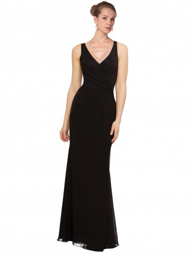 Sleeveless V-Neck Soft Chiffon Sheath Bridesmaid Gown Brighton