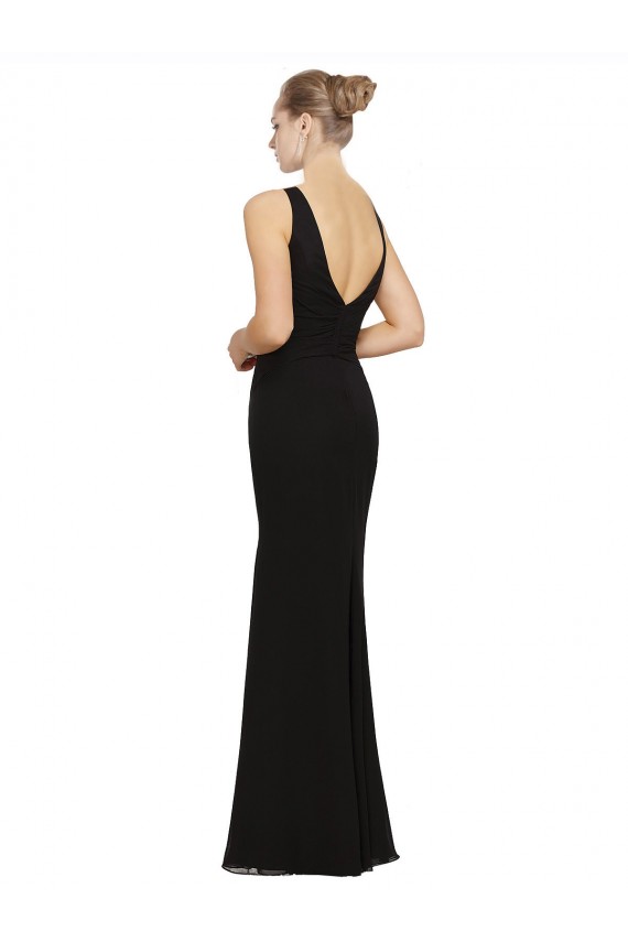 Sleeveless V-Neck Soft Chiffon Sheath Bridesmaid Gown Brighton