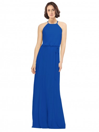 Sleeveless Jewel Neck Soft Chiffon A-Line Bridal Party Dress Brighton