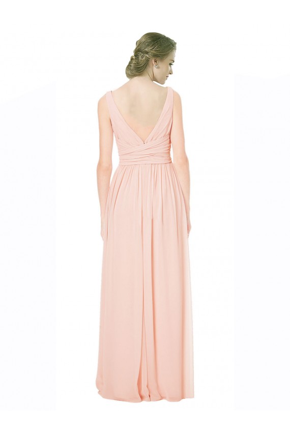 Sleeveless V-Neck V-Back Chiffon A-Line Wedding Party Dress Brighton