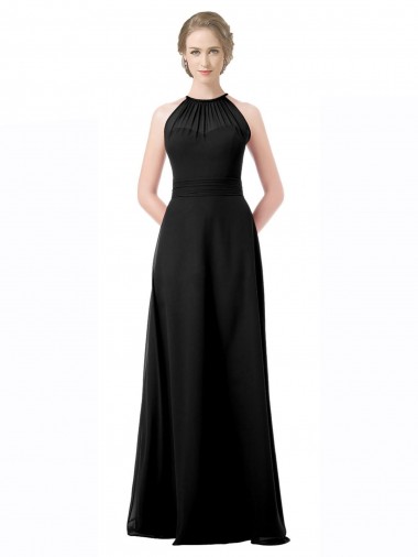 Sleeveless Halter Neck Chiffon A-Line Formal Dress / Bridesmaid Dress Brighton