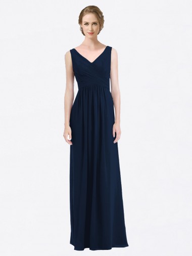 Sleeveless V-Neck Low Back Soft Chiffon A-Line Evening Gowns / Bridesmaid Dress Brighton