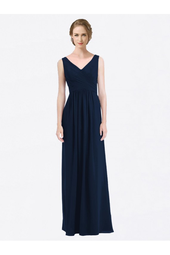Sleeveless V-Neck Low Back Soft Chiffon A-Line Evening Gowns / Bridesmaid Dress Brighton