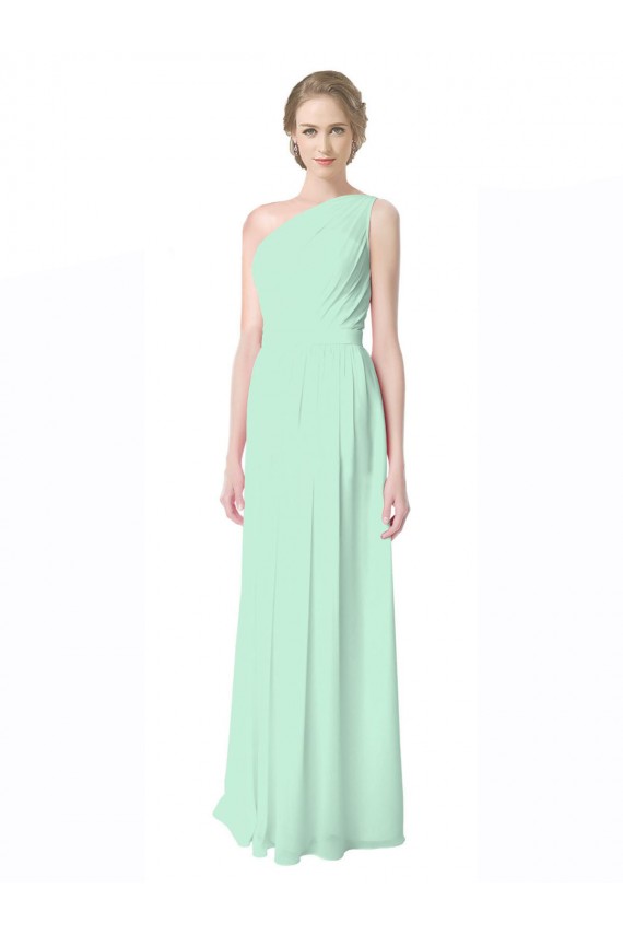 Sleeveless Mint Green One Shoulder Soft Chiffon A-Line Bridesmaid Dress Brighton
