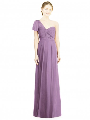 Flutter Sleeves One Shoulder Open Back Soft Chiffon A-Line Formal Dress / Bridesmaid Dress Brighton