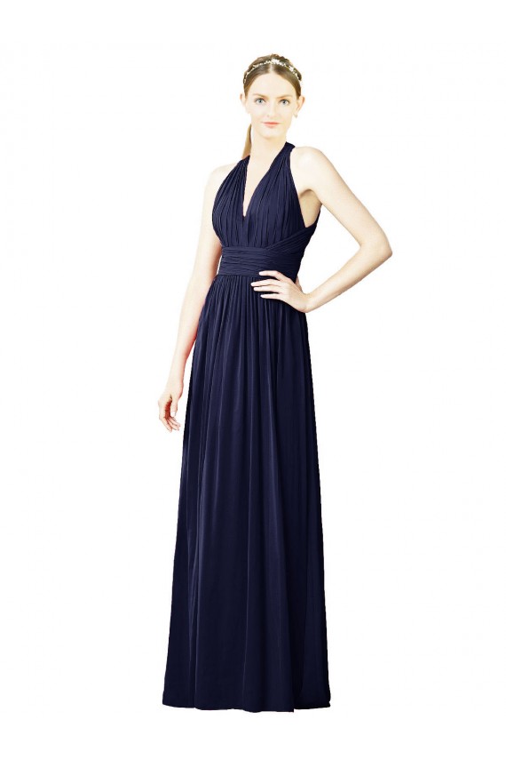 Sleeveless Halter Neck Open Back Chiffon A-Line Bridesmaid Dresses Brighton
