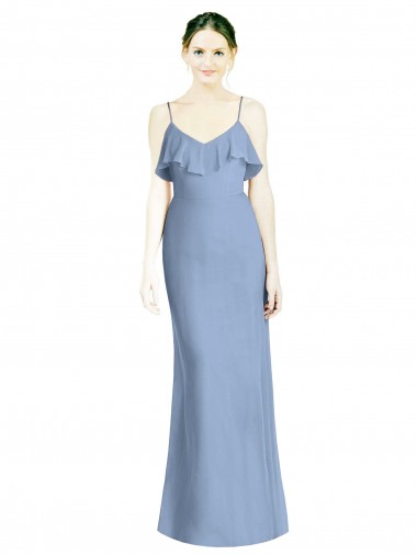 Sleeveless Spaghetti Straps Open Back Soft Chiffon A-Line Bridesmaid Dresses Brighton