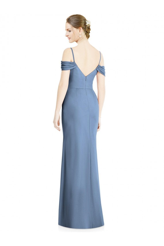 Cold Shoulder Off the Shoulder Open Back Soft Chiffon A-Line Formal Evening Gown / Bridesmaid Dress Brighton