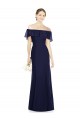 Sleeveless Dark Navy Off the Shoulder Soft Chiffon Trumpet Bridesmaid Dress Brighton