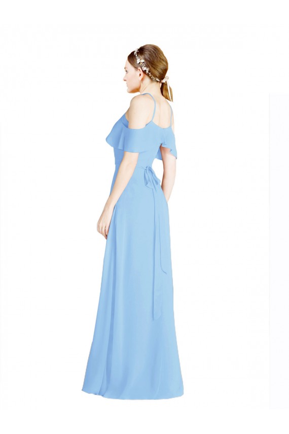 Cold Shoulder Halter Neck Low Back Soft Chiffon A-Line Formal Dress / Bridesmaid Dress Brighton