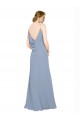 Sleeveless Dusty Blue Spaghetti Straps Chiffon A-Line Bridesmaid Dress / Evening Dress Brighton