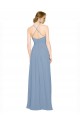 Sleeveless Dusty Blue Halter Neck Criss Cross Open Back Chiffon A-Line Bridesmaid Dress / Evening Dress Brighton