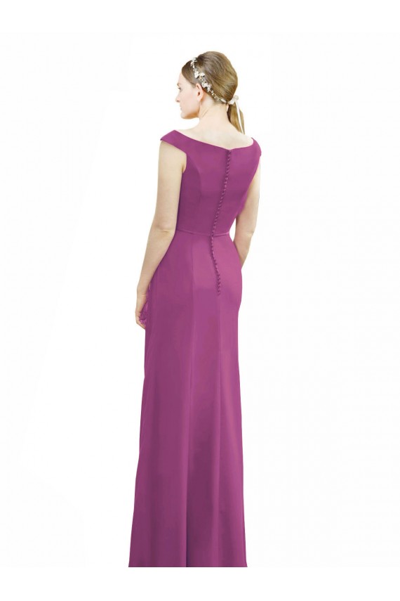 Sleeveless Boat Neck Soft Chiffon Mermaid Bridesmaid Dress Brighton
