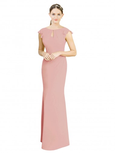 Cap Sleeves Boat Neck Soft Chiffon Mermaid Formal Dress / Bridesmaid Dress Brighton