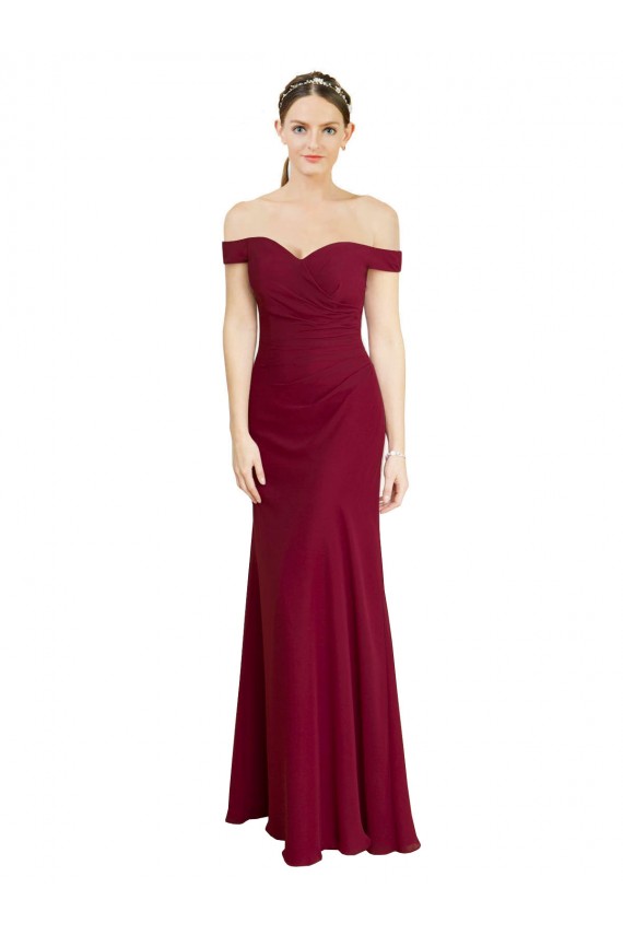 Sleeveless Off the Shoulder Soft Chiffon Mermaid Black Tie Prom Dress / Bridesmaid Dress Brighton