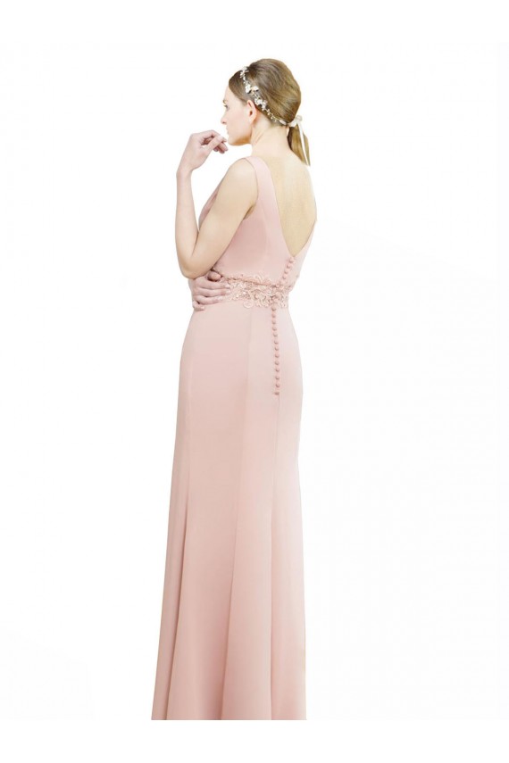 Sleeveless Bliss Pink Boat Neck Soft Chiffon Mermaid Bridesmaid Dress Brighton