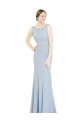 Sleeveless Light Sky Blue Boat Neck Low Back Soft Chiffon A-Line Bridesmaid Dress Brighton