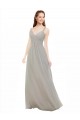 Sleeveless Silver Spaghetti Straps Criss Cross Back Soft Chiffon A-Line Bridesmaid Dress Brighton