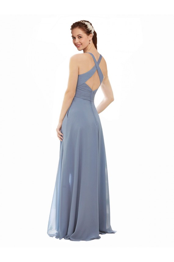 Sleeveless Halter Neck Soft Chiffon A-Line Evening Dress / Bridal Party Dress Brighton