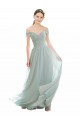 Cap Sleeves Sea Glass Off the Shoulder Soft Chiffon & Lace A-Line Bridesmaid Dress Brighton