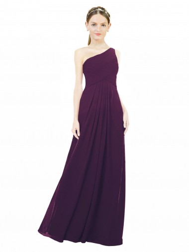 Sleeveless Grape One Shoulder Chiffon A-Line Bridal Party Dress / Evening Dress Brighton
