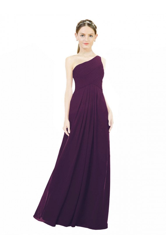 Sleeveless Grape One Shoulder Chiffon A-Line Bridal Party Dress / Evening Dress Brighton