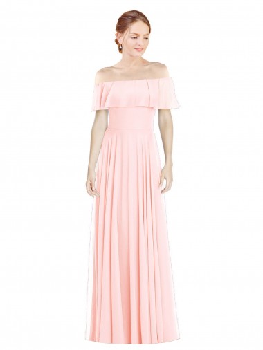 Sleeveless Off the Shoulder Soft Chiffon A-Line Formal Bridesmaid Dress Brighton