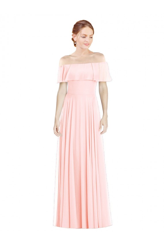 Sleeveless Off the Shoulder Soft Chiffon A-Line Formal Bridesmaid Dress Brighton
