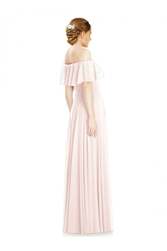 Sleeveless Off the Shoulder Soft Chiffon A-Line Formal Bridesmaid Dress Brighton