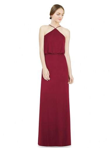 Sleeveless Halter Neck Open Back Soft Chiffon A-Line Bridesmaid Dress Brighton